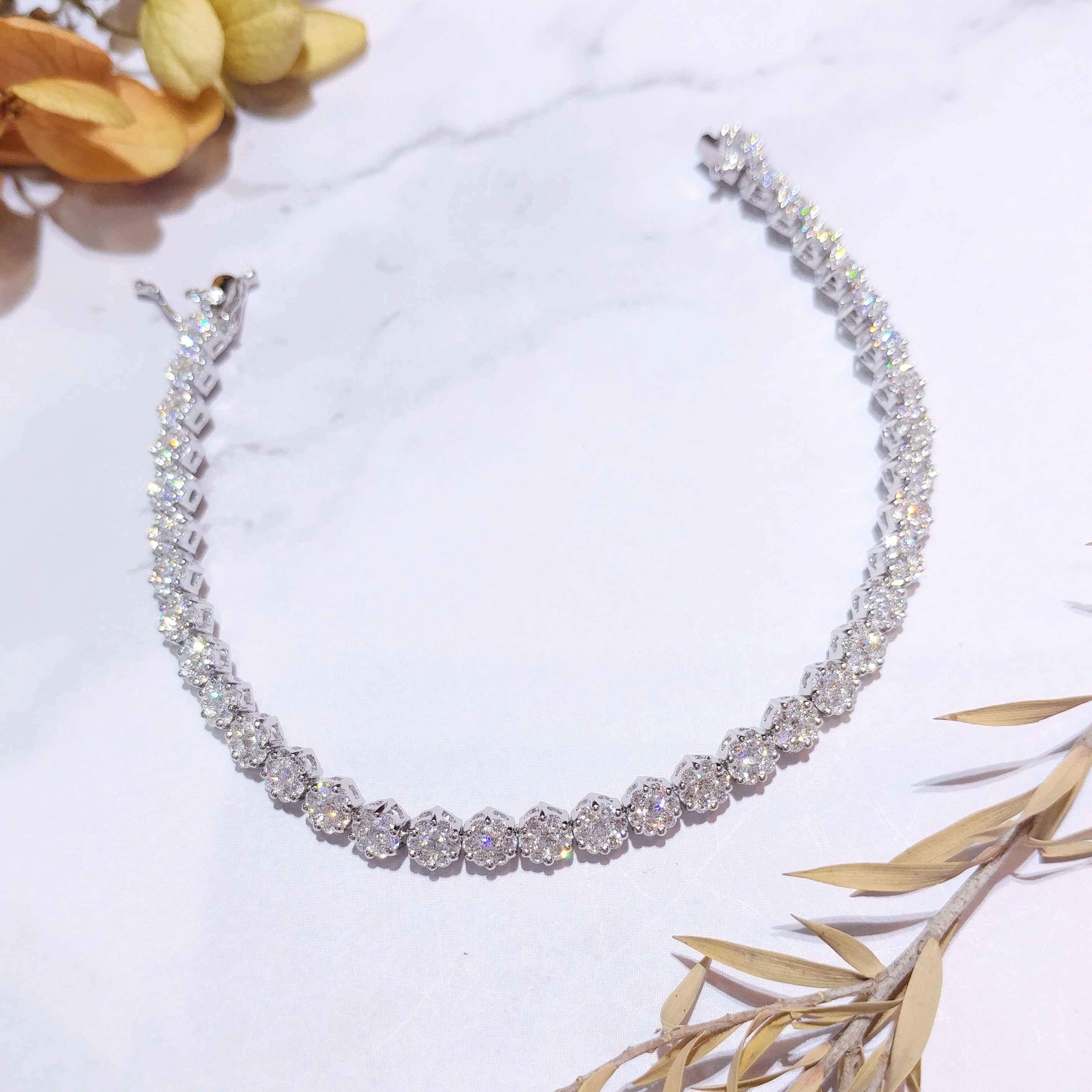 全新18K白金3卡35份鑽石手鍊