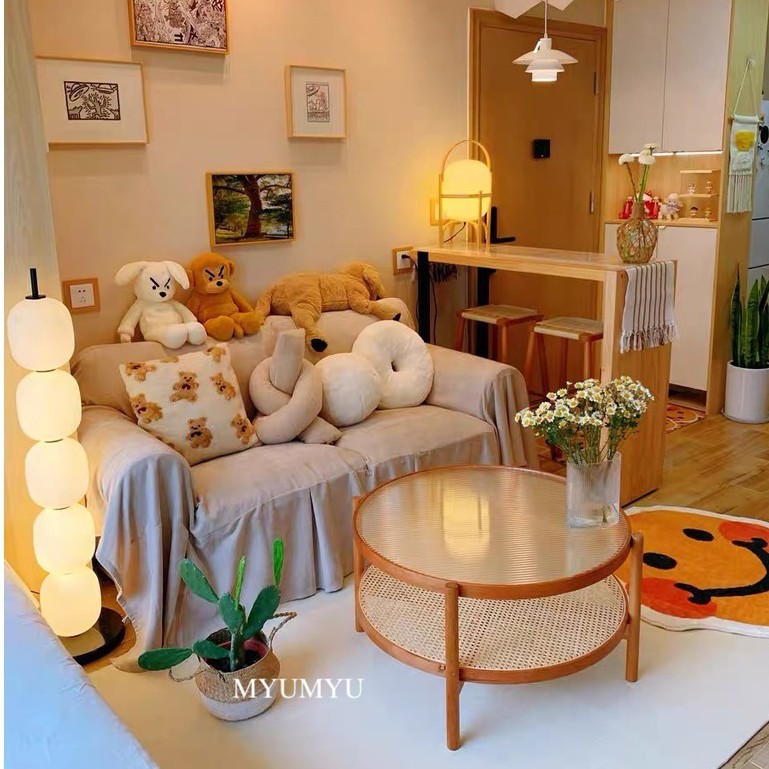 藤編桌玻璃圓桌