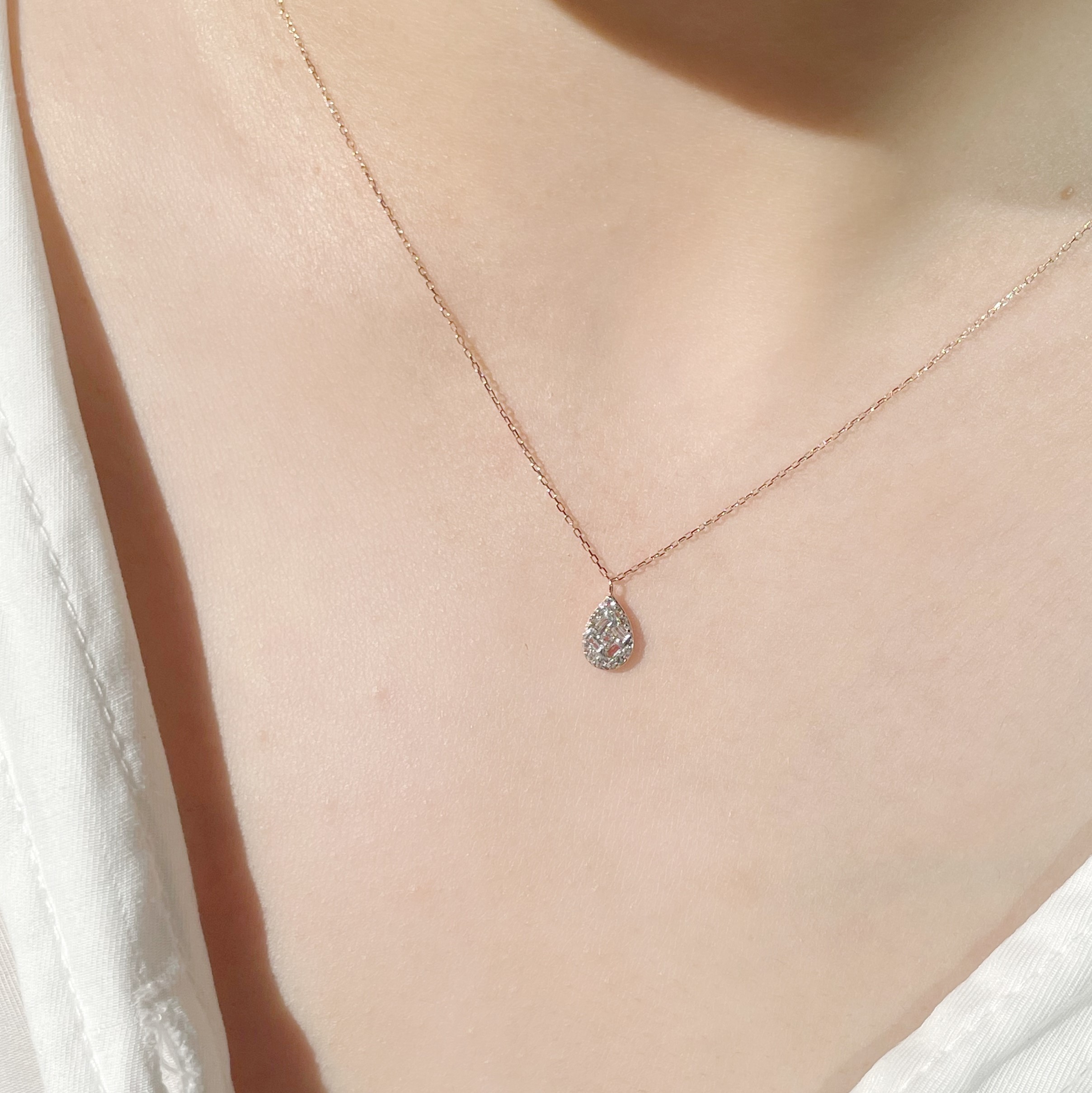 14K華麗密鑲水滴白托帕石項鍊