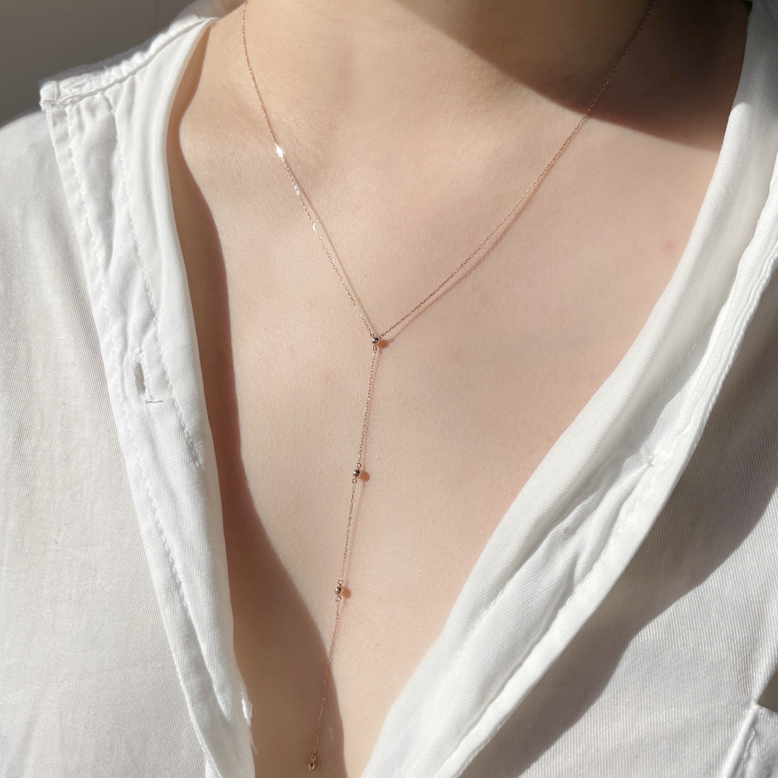 14K簡約金球奶溝鏈