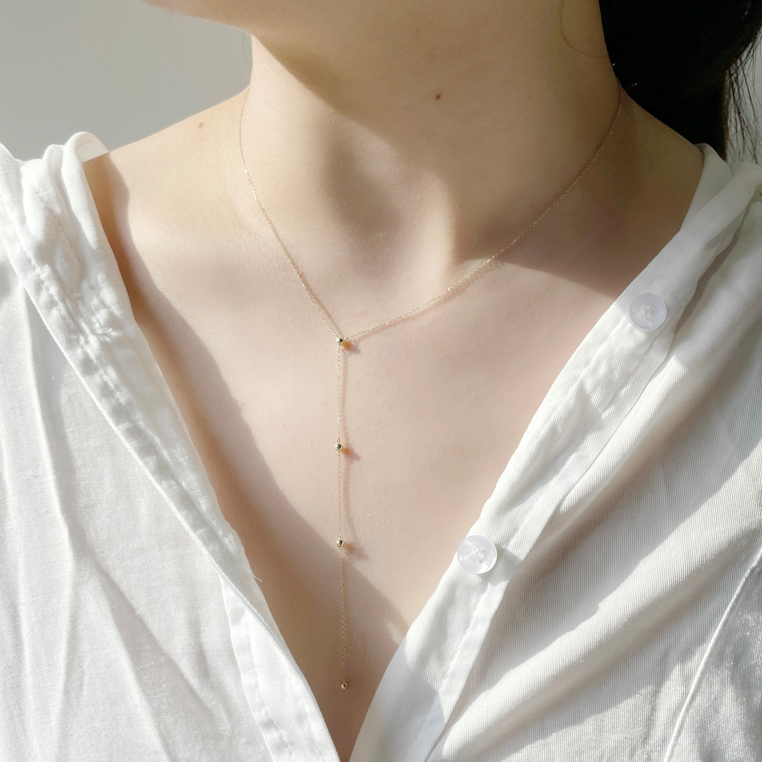 14K簡約金球奶溝鏈