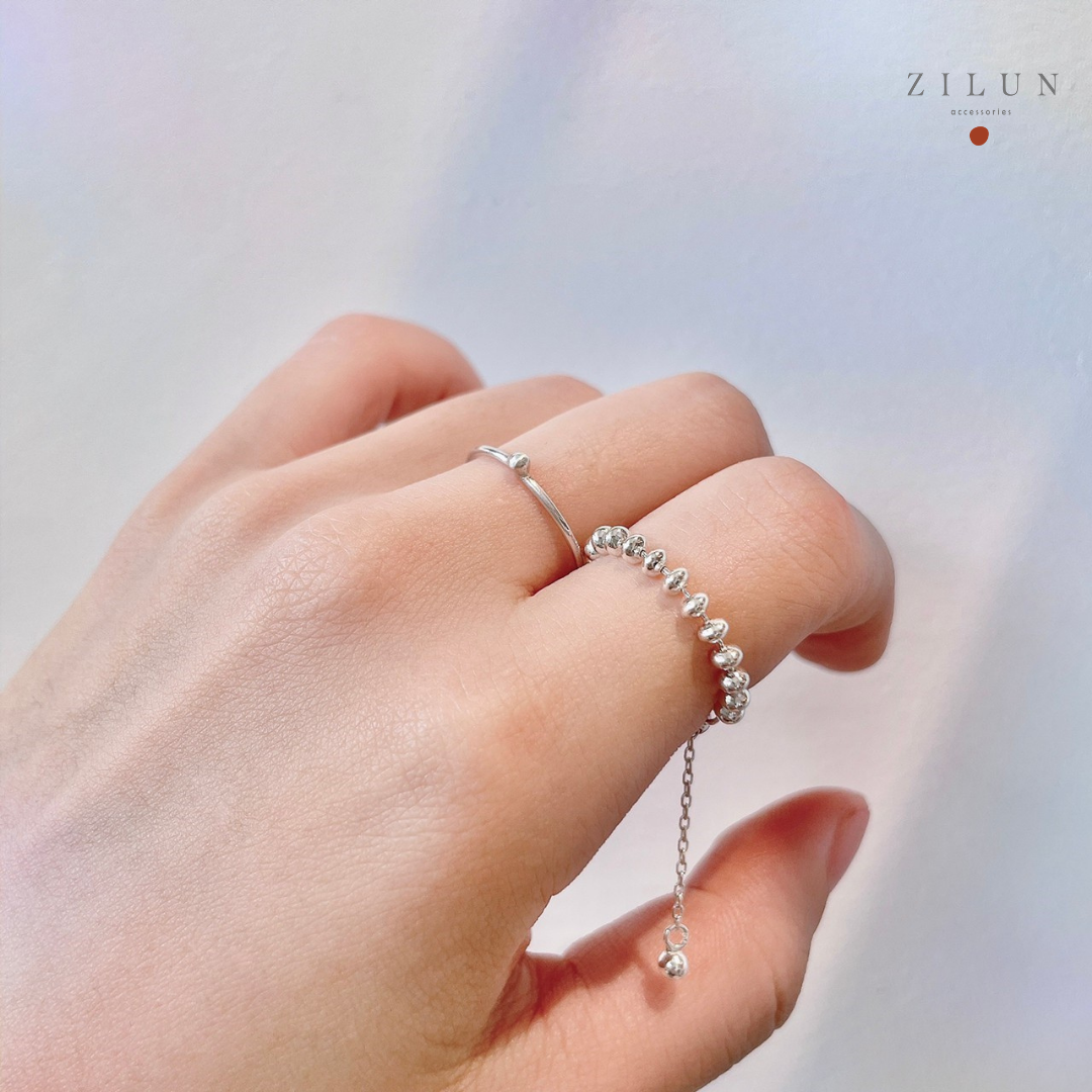 │簡約│橢型 • QQ • 可調式鍊戒 • 純銀戒指 • 925silver