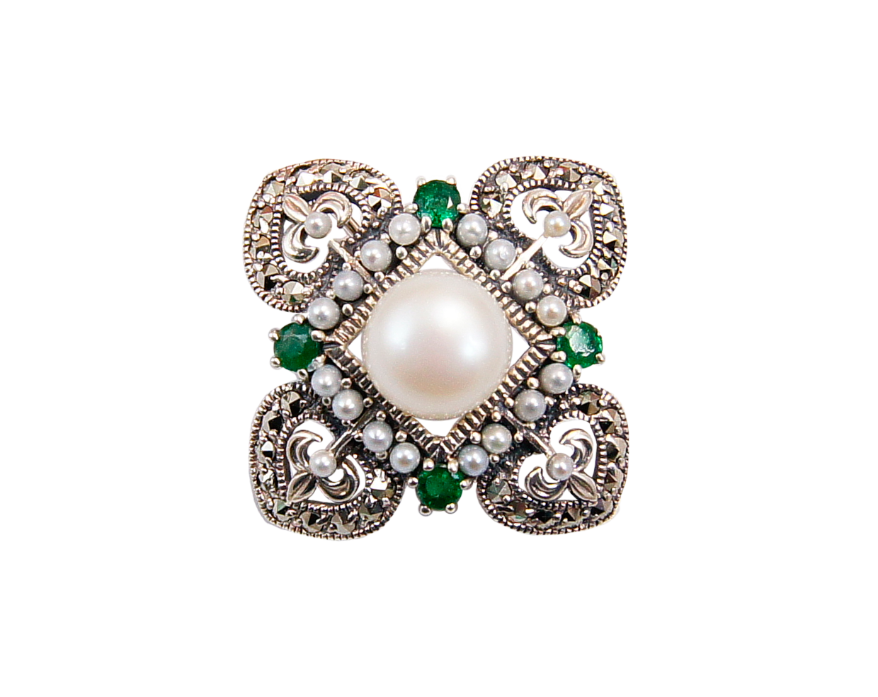 胖胖小花綻放祖母綠胸墜（OP1773）