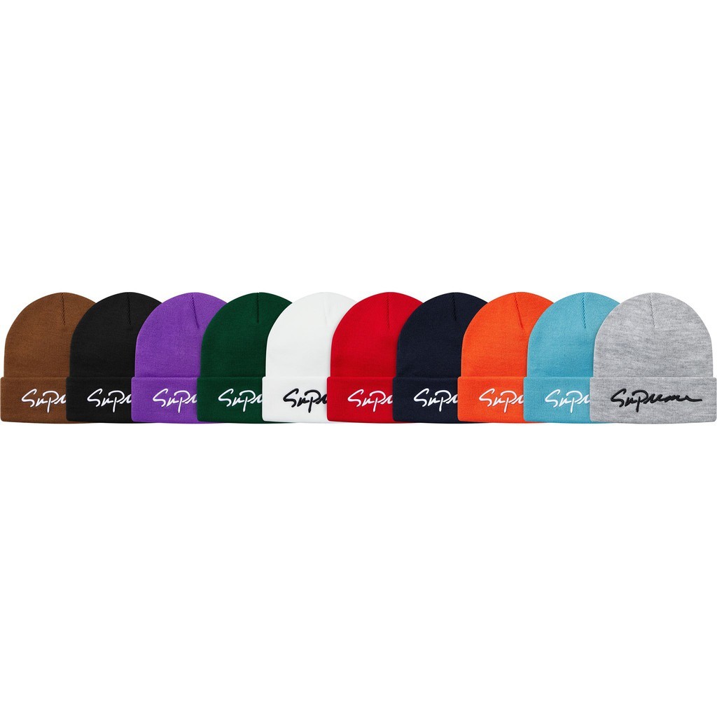 SUPREME Classic Script Beanie 立體草寫毛帽紅/黑- FW18BN53