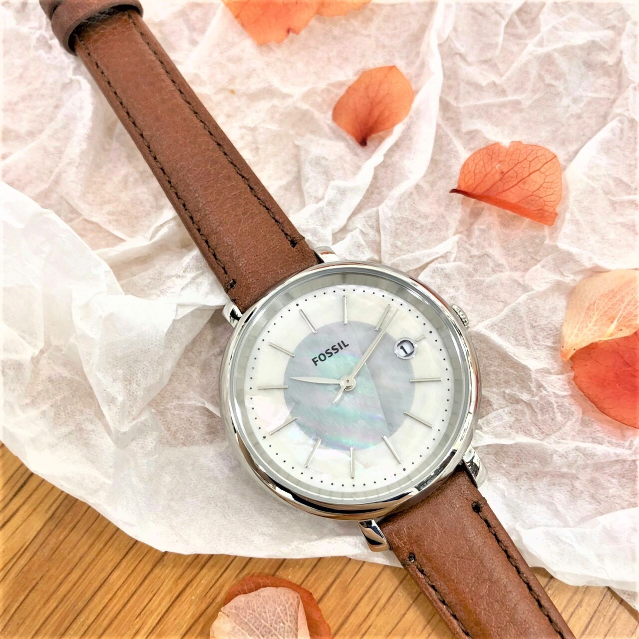 【FOSSIL】Jacqueline 雙圈真皮經典簡約女錶 ES5090 36mm 現代鐘錶