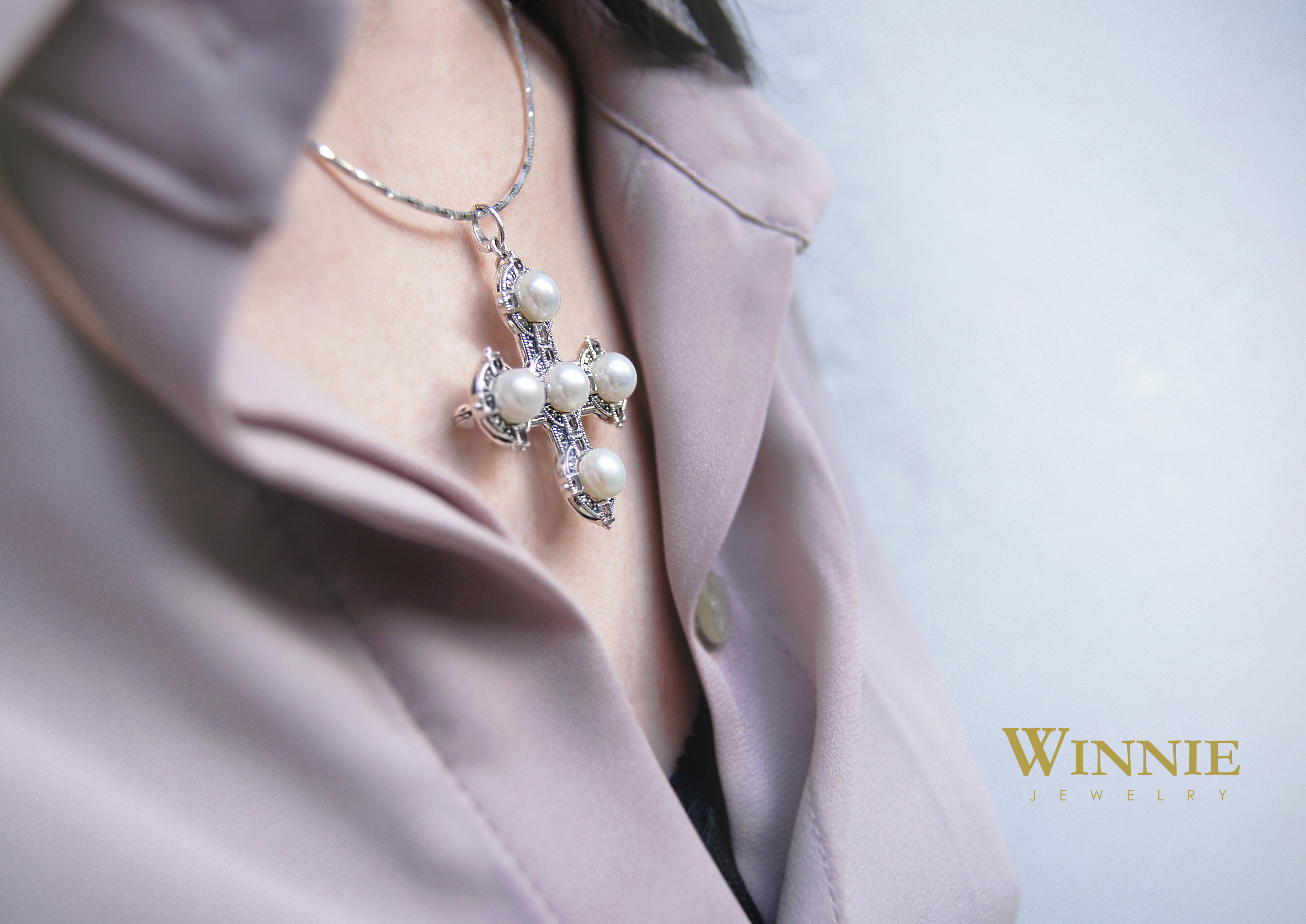 十字架珍珠墜子