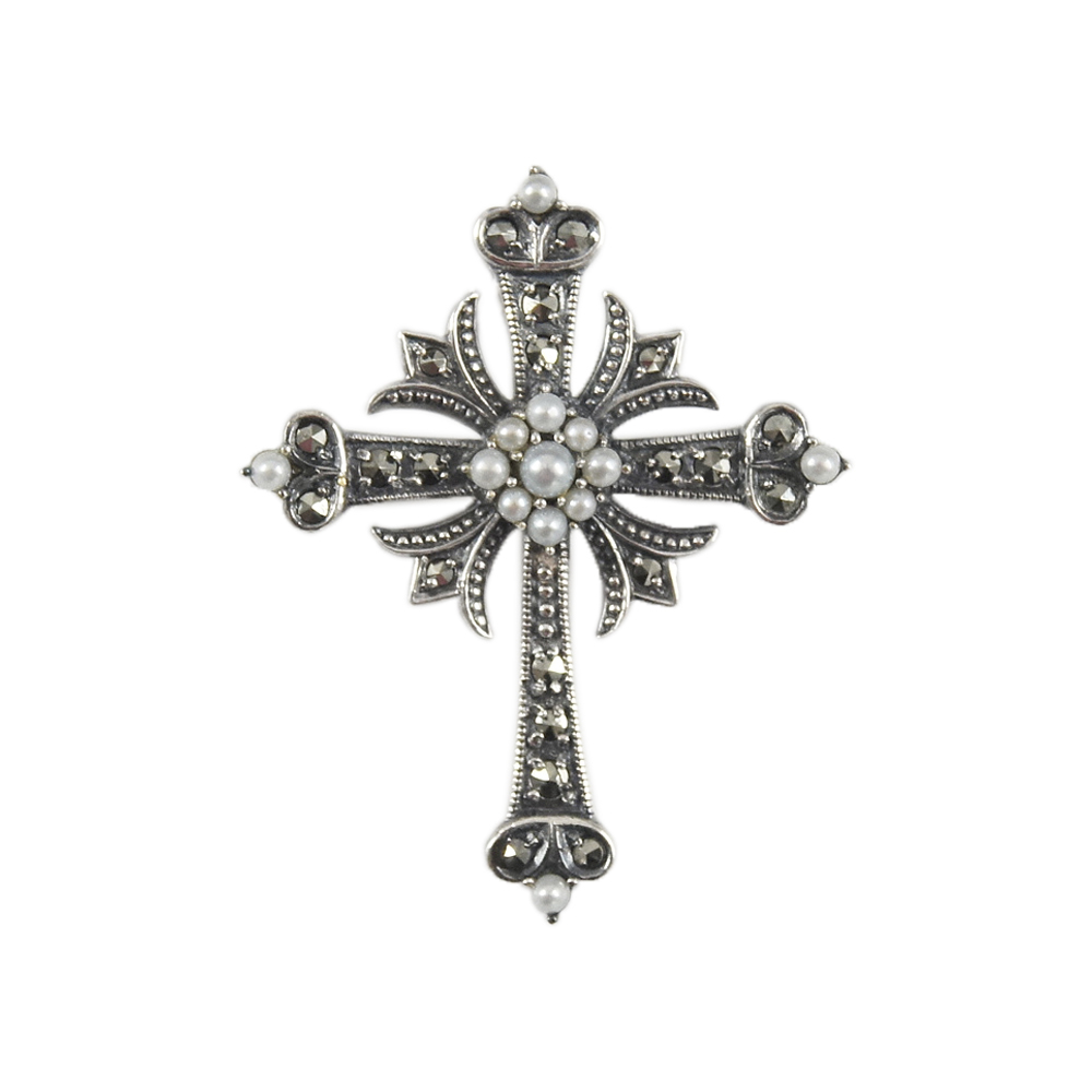 珍珠十字胸墜