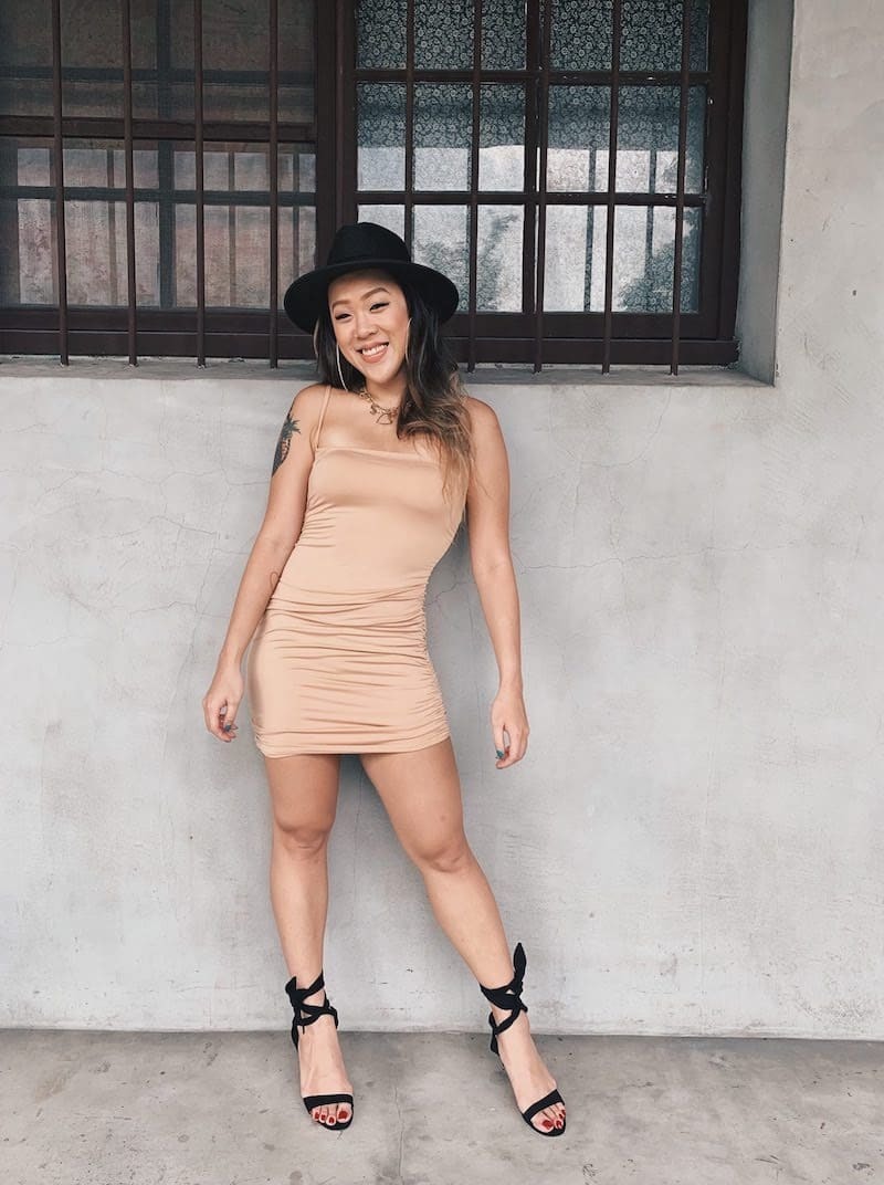 性感抓皺細肩洋裝