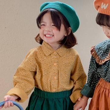 現貨 130cm 復古風黃碎花襯衫