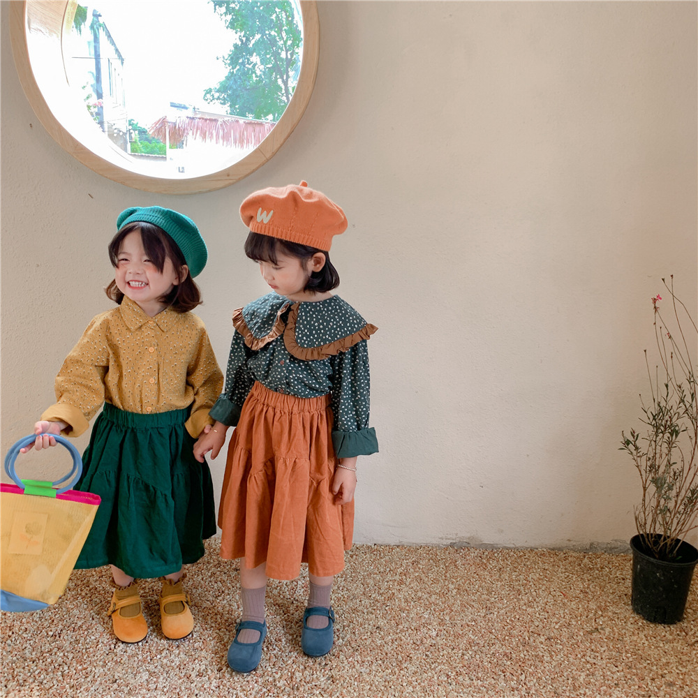 現貨 130cm 復古風黃碎花襯衫