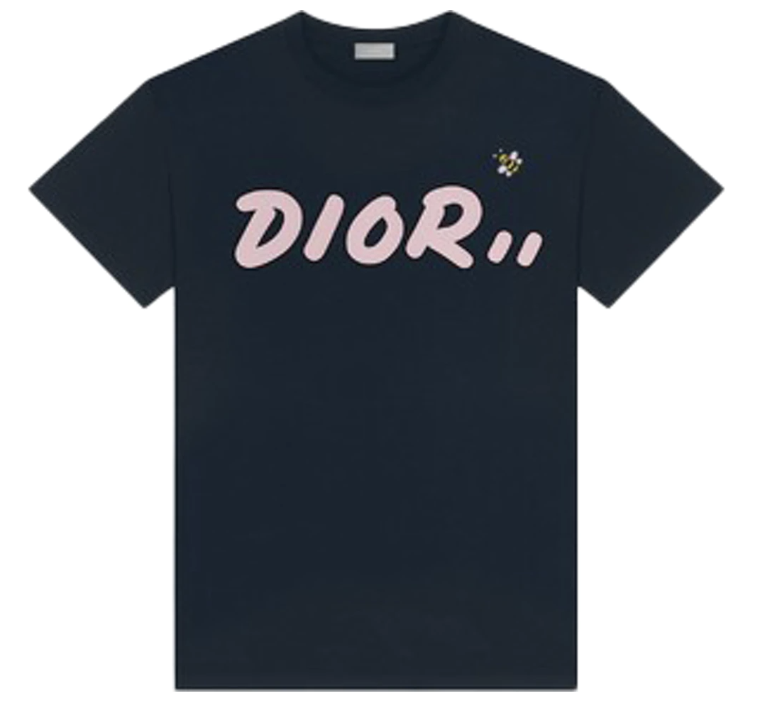 -(B04)-KAWS X DIOR 小蜜蜂短T 深藍/粉-923J611X1241