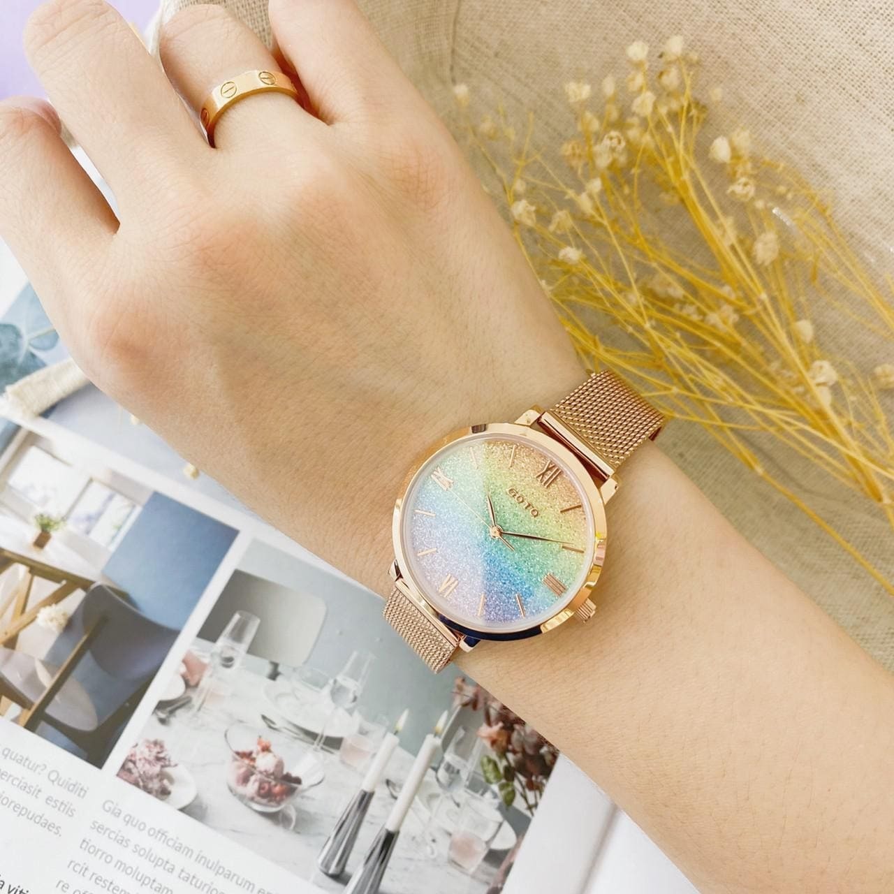 【GOTO】Memorable 永恆片刻 系列-After rain 彩虹 GM1054L-44-R41 33mm 現代鐘錶