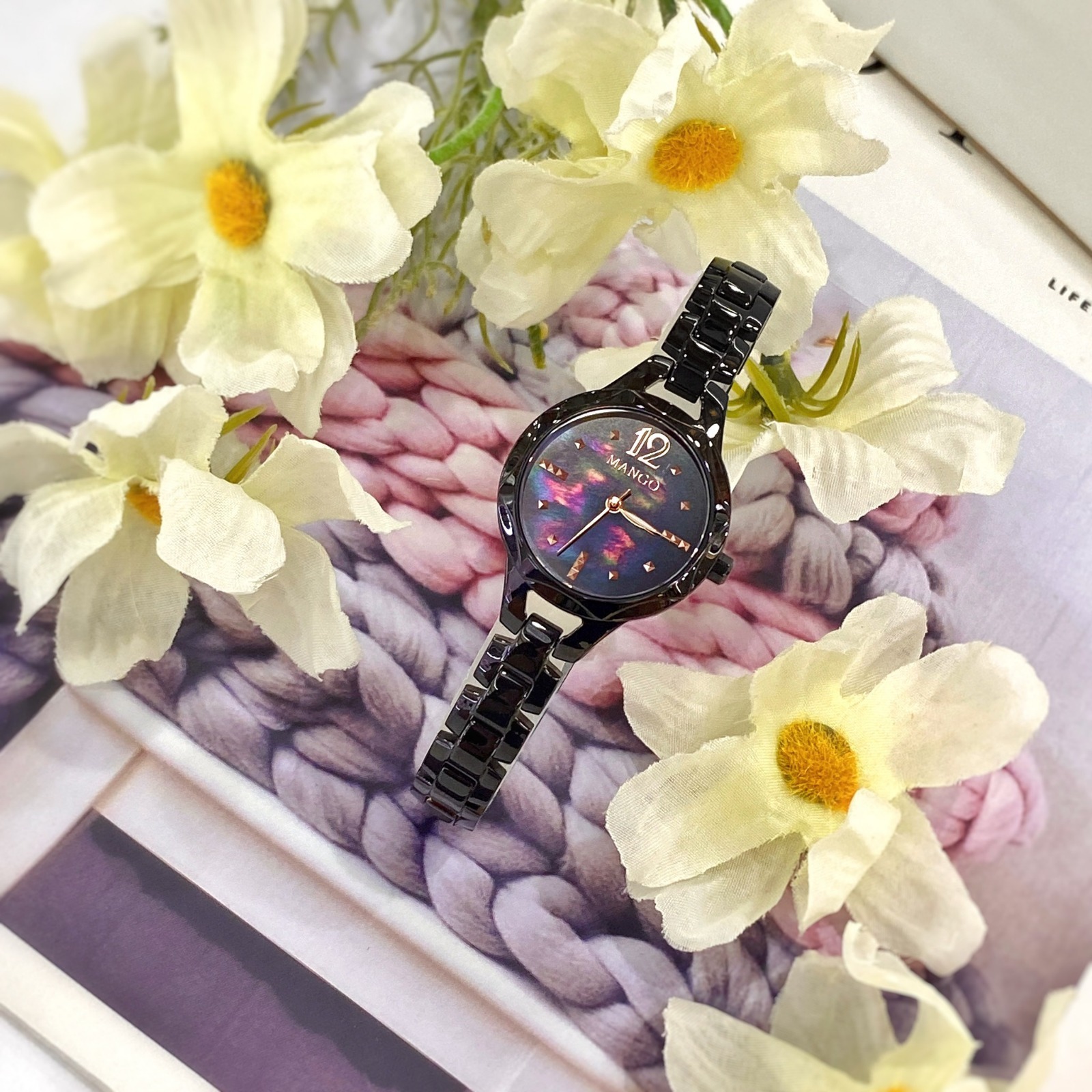 【MANGO】甜美纖細黑鋼腕錶 MA6735L-88 27mm 現代鐘錶