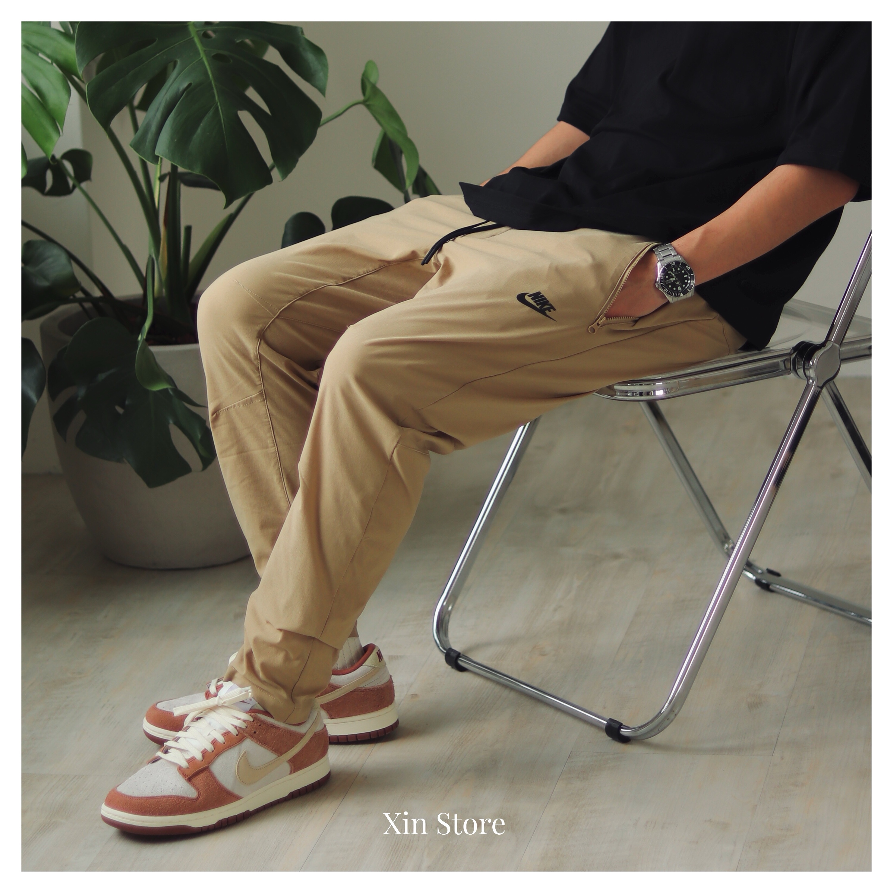 【現貨】Nike NSW PANT 窄管 抽繩 工作褲 黑 卡其