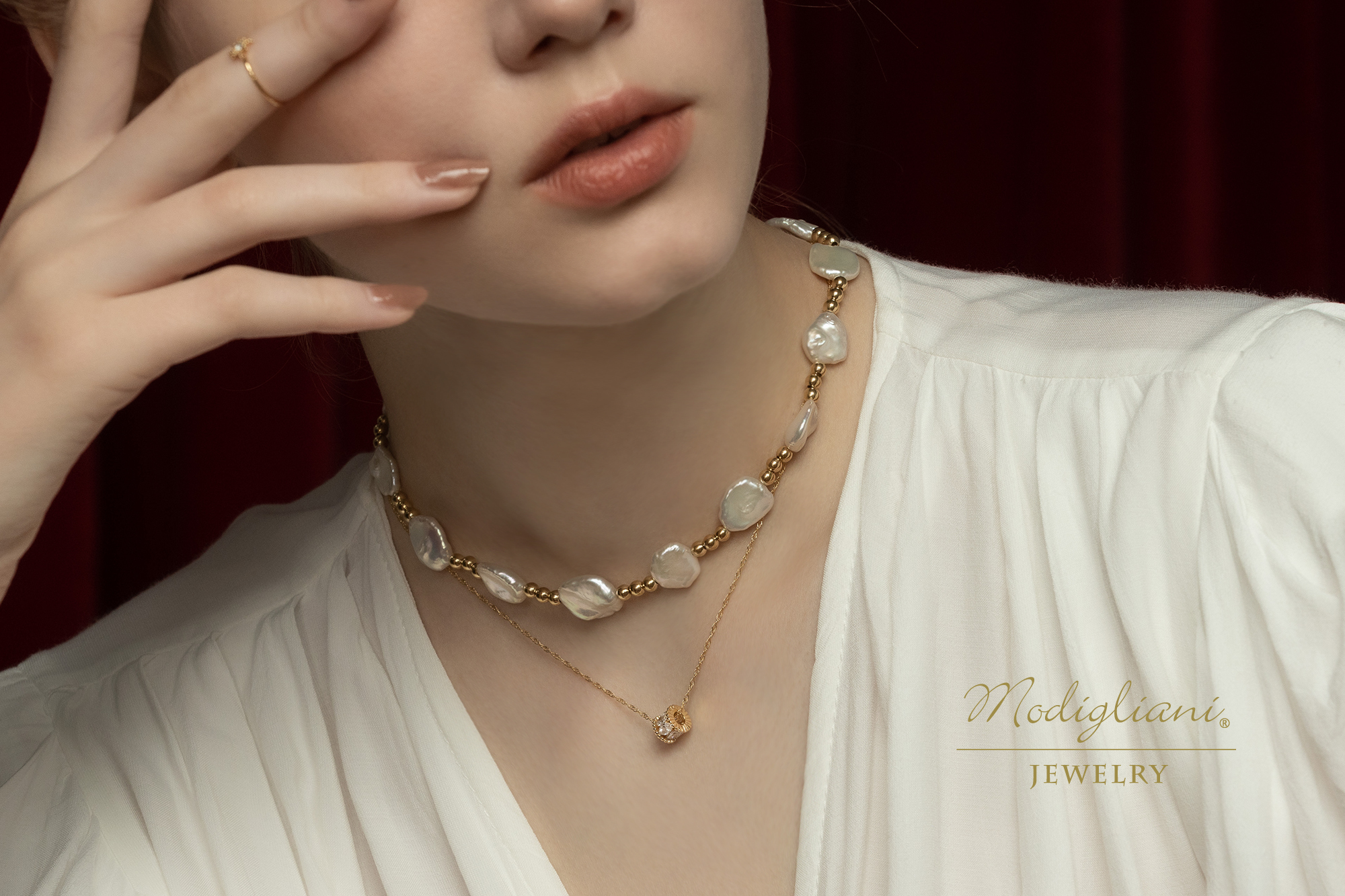 黃銅飾品,黃銅,氣質,項鍊,頸鍊,仙女,鋯石,天然珍珠,搶眼