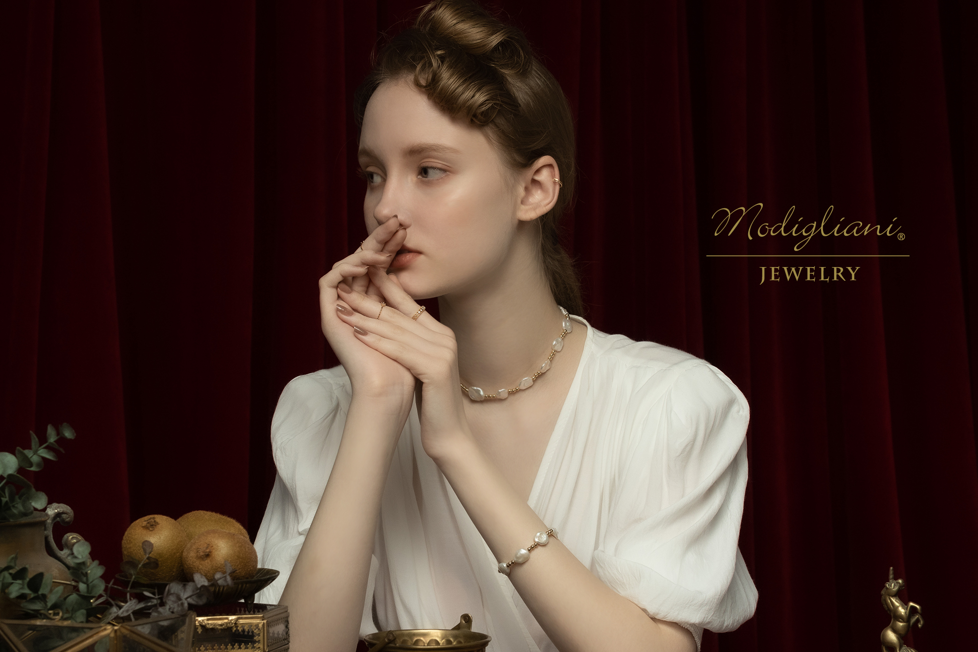 黃銅飾品,黃銅,氣質,項鍊,頸鍊,仙女,鋯石,天然珍珠,搶眼