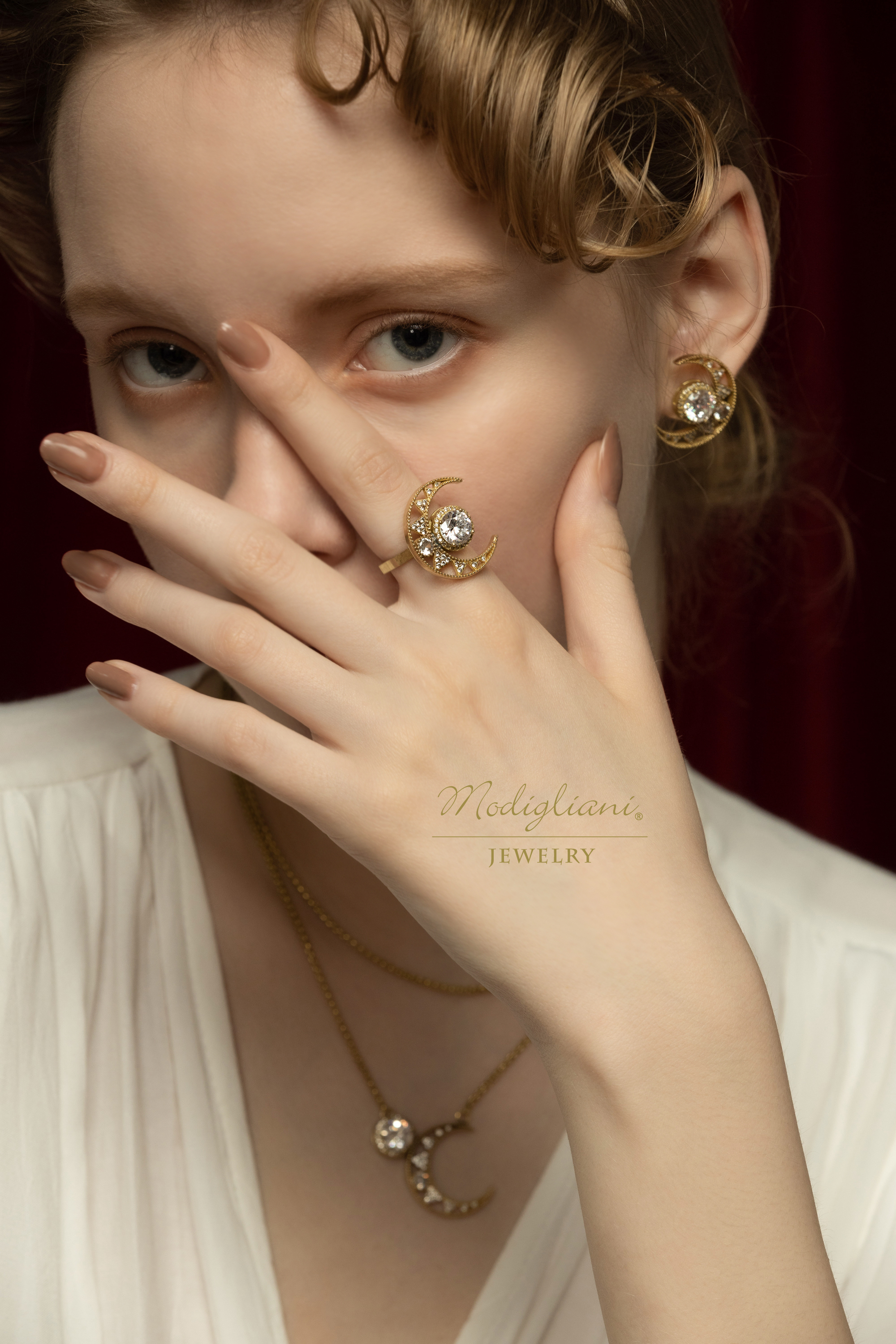 黃銅飾品,黃銅,個性,貼式耳環,耳環,月亮,神秘,鋯石