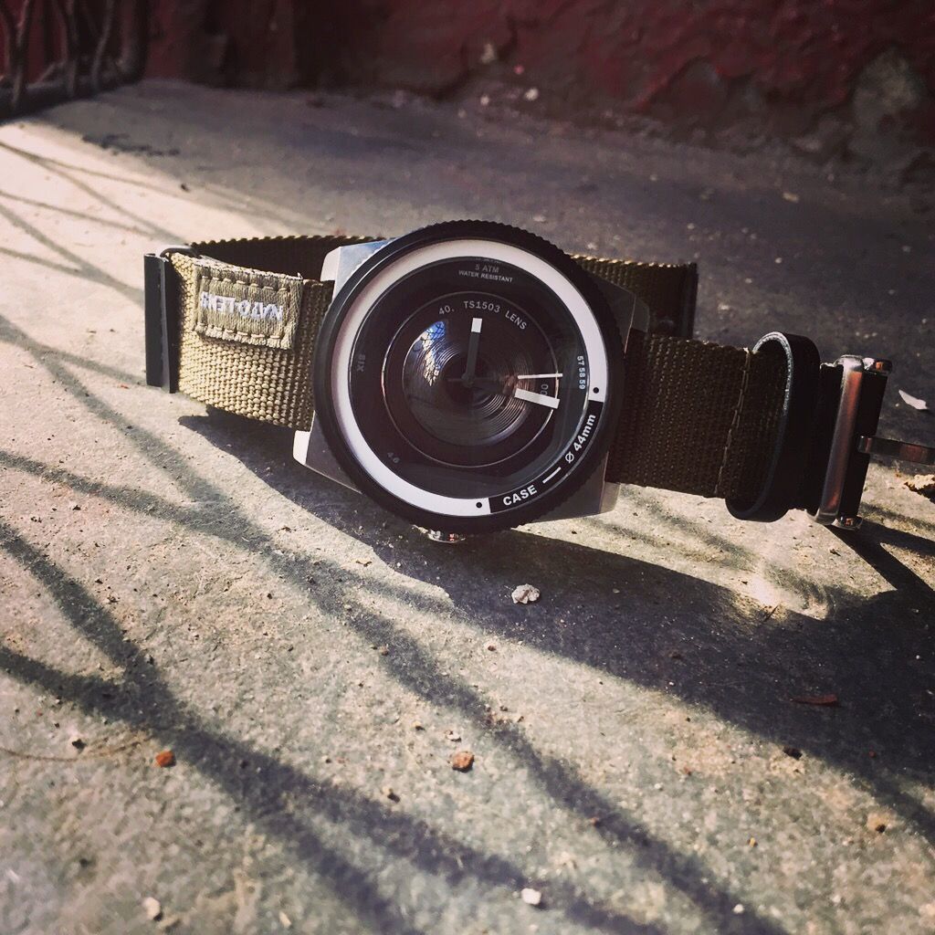 TACS Camera Lens 鏡頭錶 石英版 沙色尼龍帶 Nato TS1503A