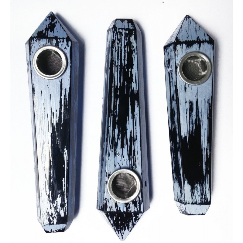 MORTICIA- PAINTED OBSIDIAN PIPE