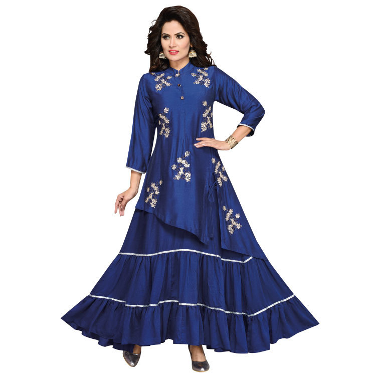 Dress Blue Polyester Q1005