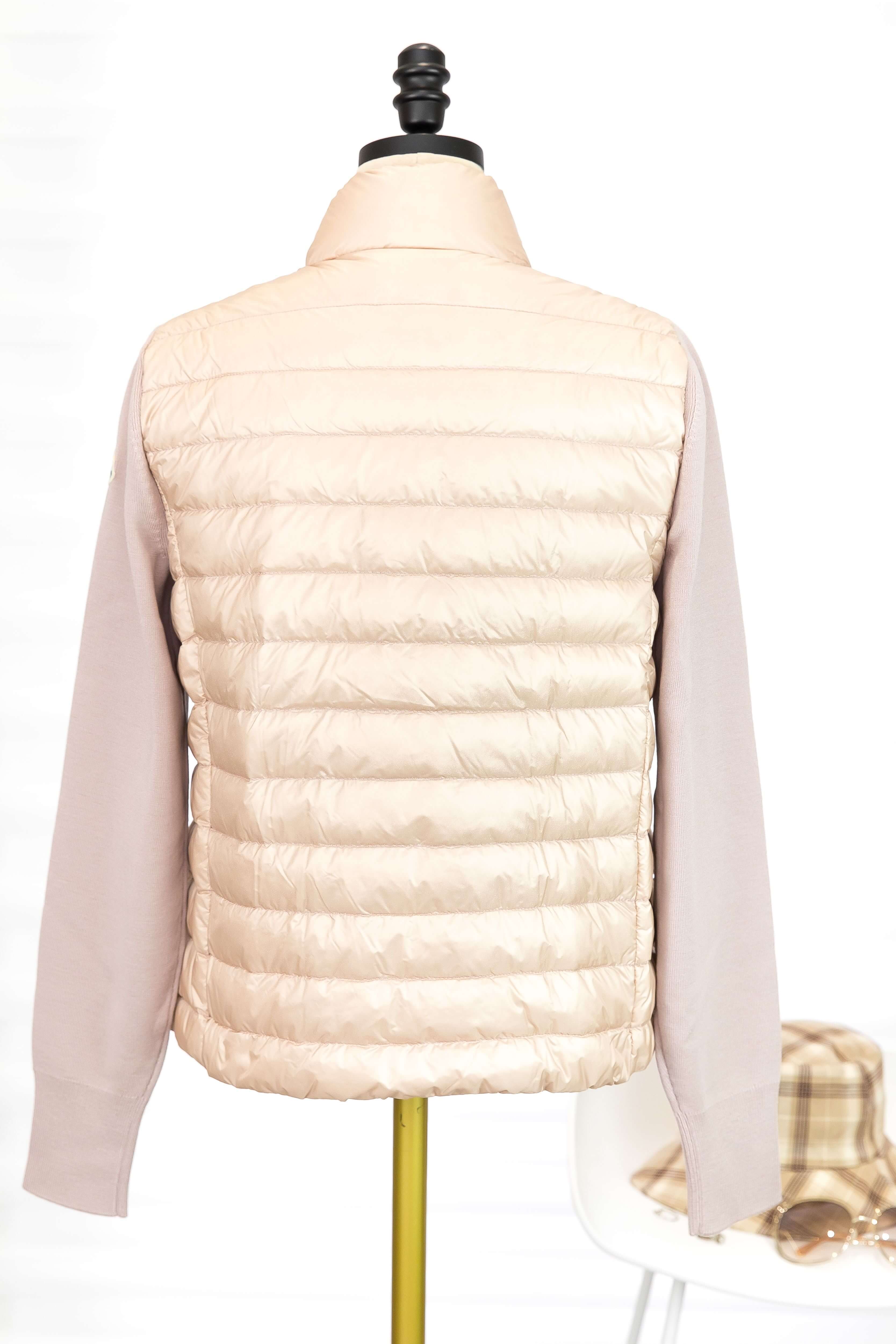 Moncler Wool Cardigan 粉紅色拼接針織小立領羽絨外套-Charline Boutique 精品代購