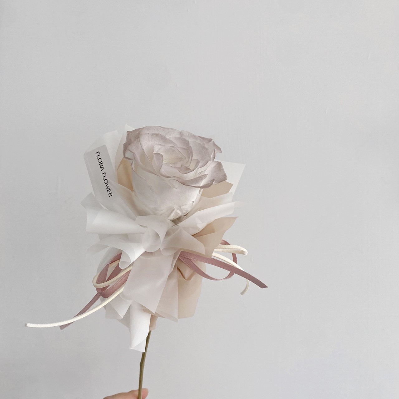 單支永生花玫瑰- 冰川灰 /玫瑰金