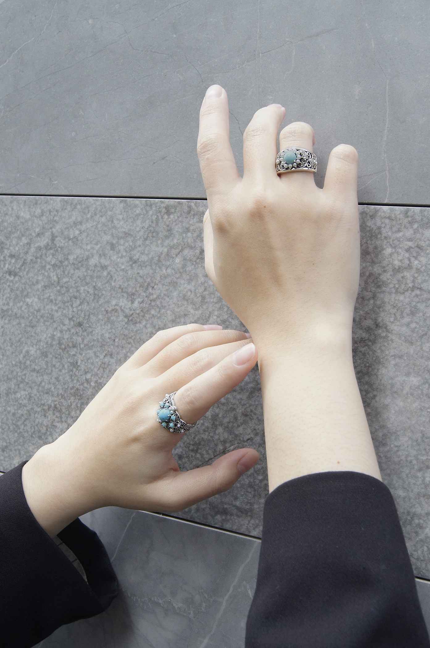 綠松石花草戒指