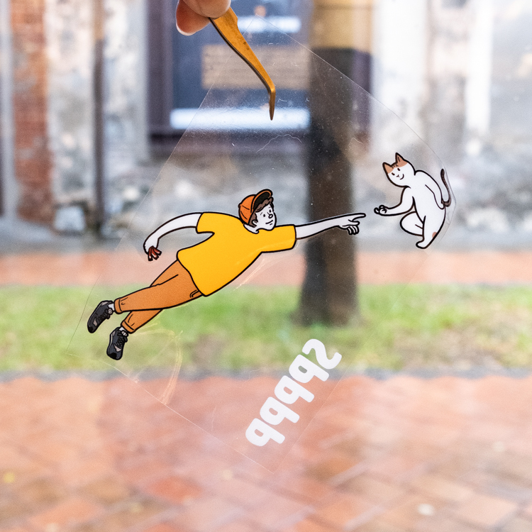 SPPPP｜Flying Boys｜雙面透明靜電貼紙｜給我肉泥