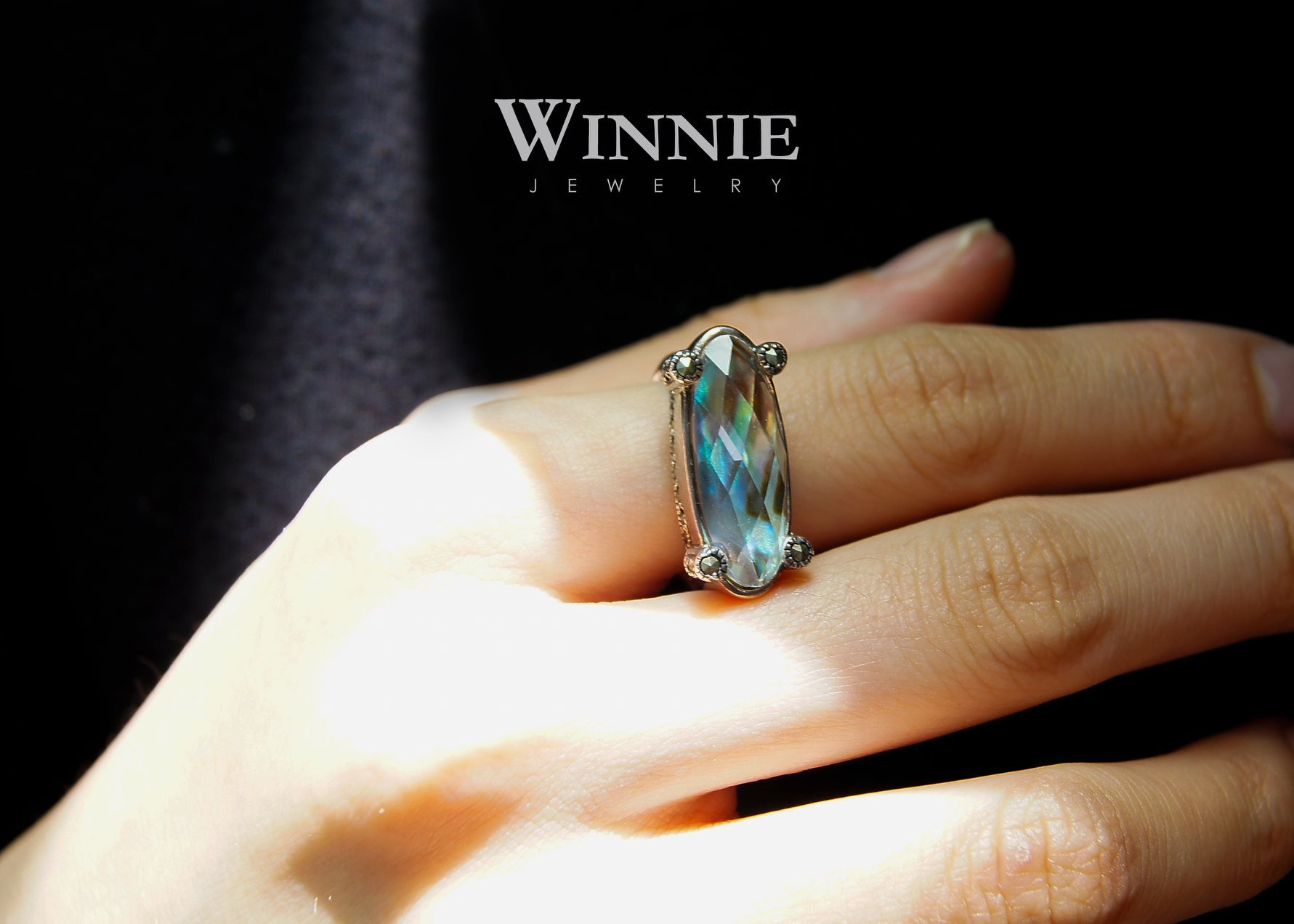 鮑魚貝水晶戒指（OP1408）