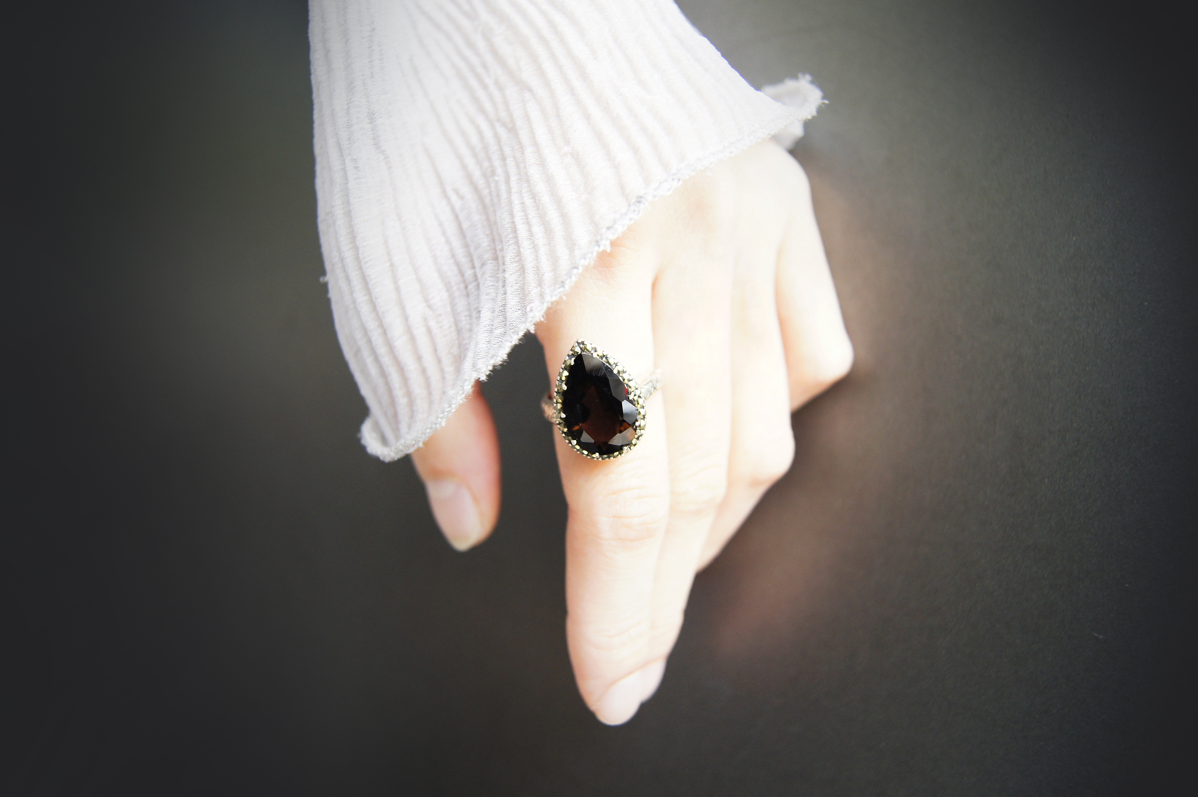 水滴茶晶戒指（OP1250）