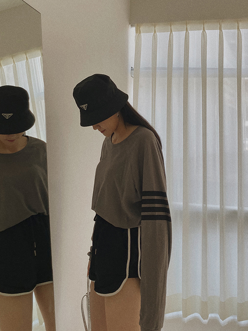 袖條紋竹節棉慵懶長版上衣*2色