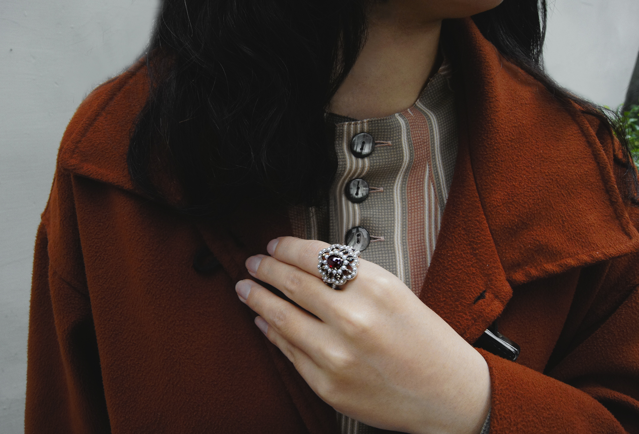 石榴石花型戒指（OP0850）