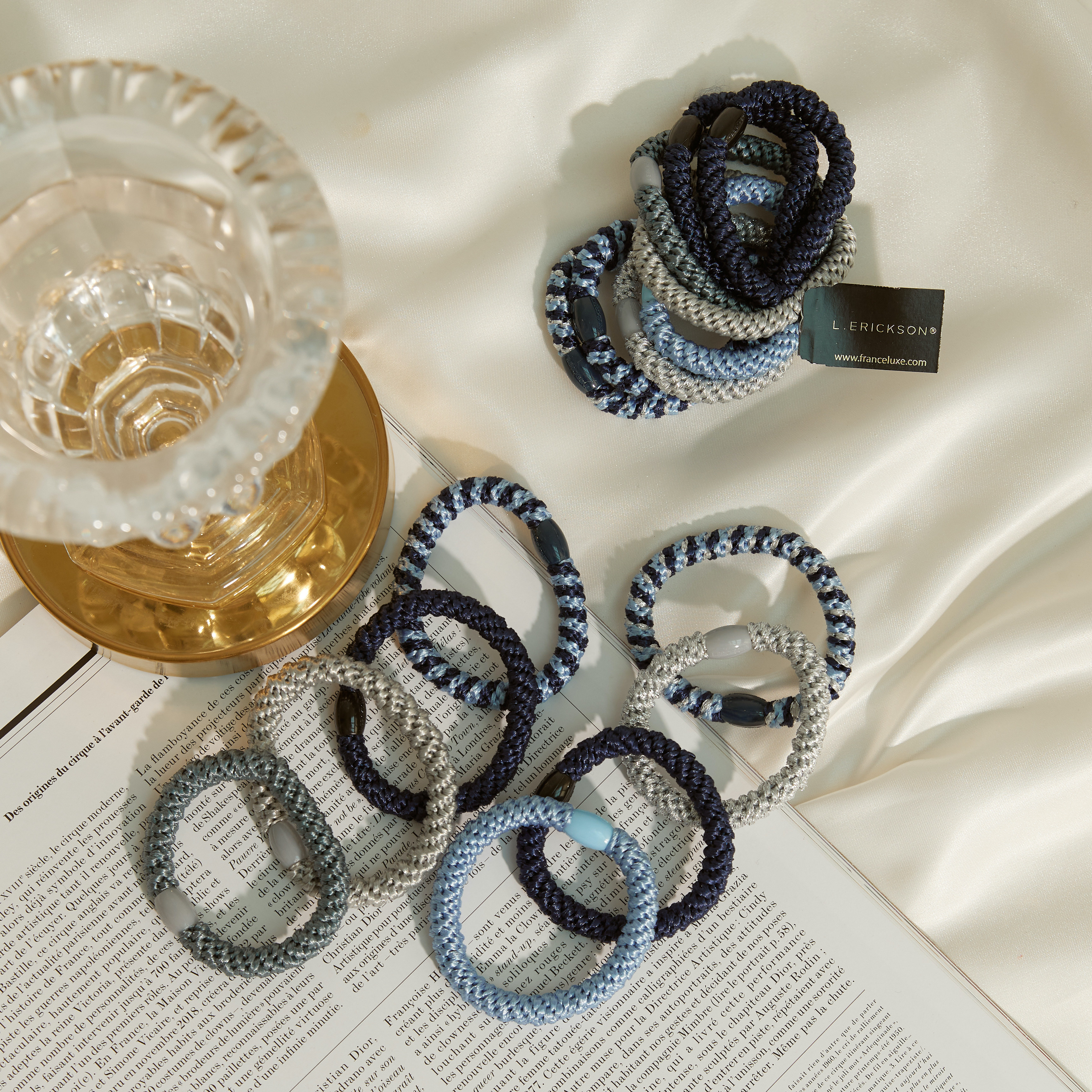 L. ERICKSON 彈力髮圈8入-粗版〈丹寧色〉