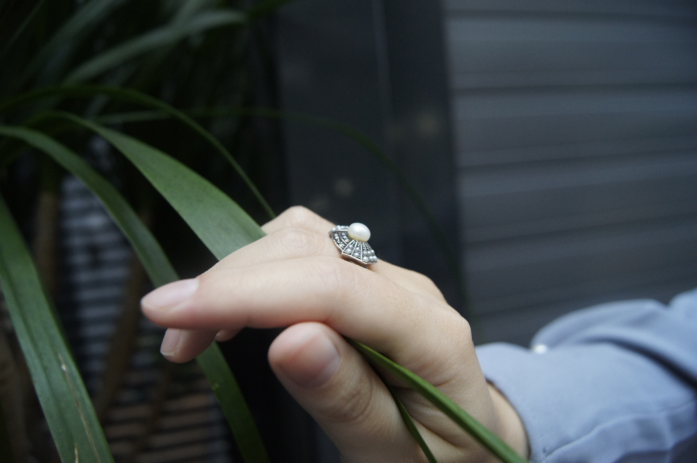 宮廷屋頂式珍珠戒指