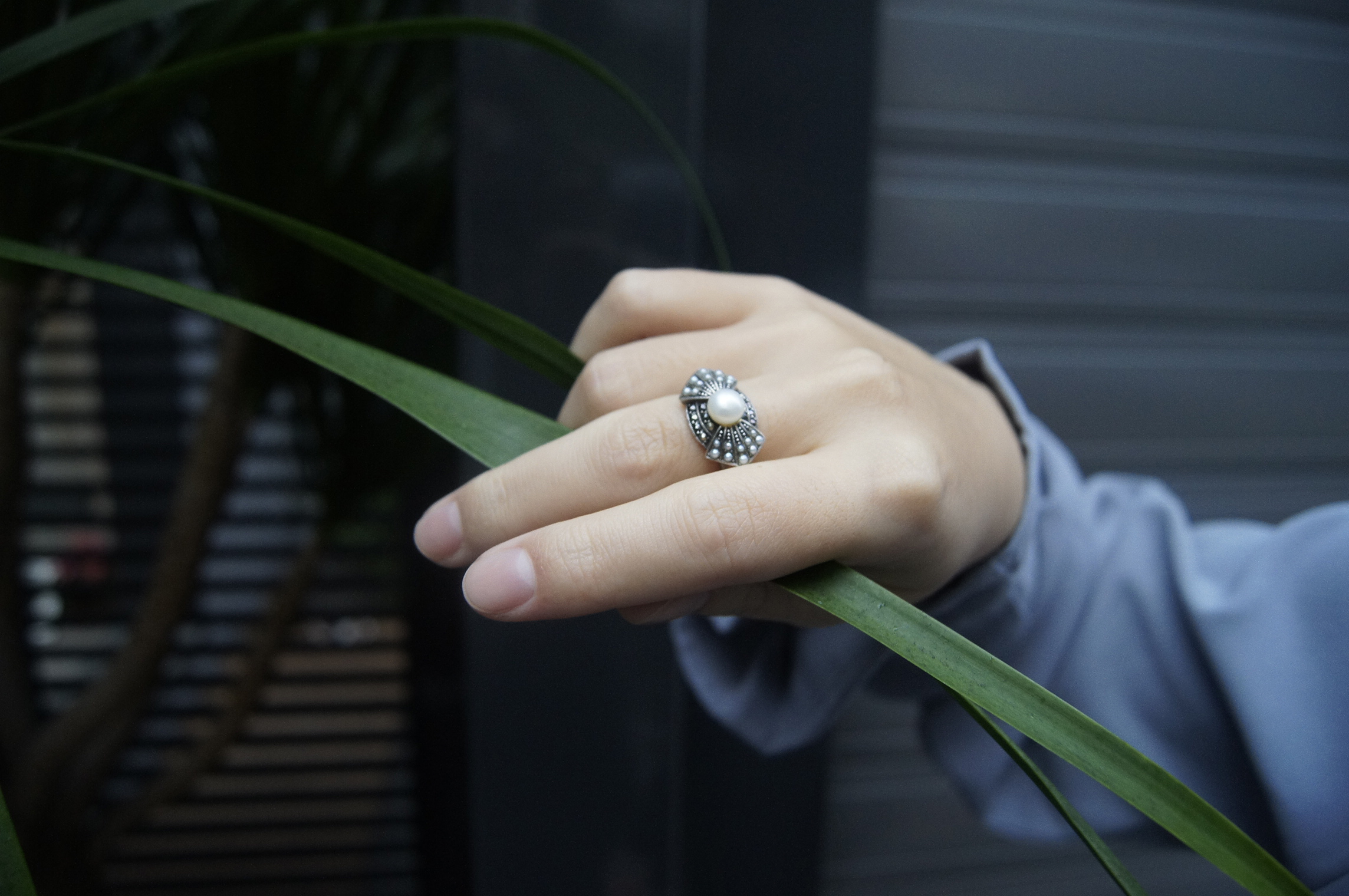 宮廷屋頂式珍珠戒指