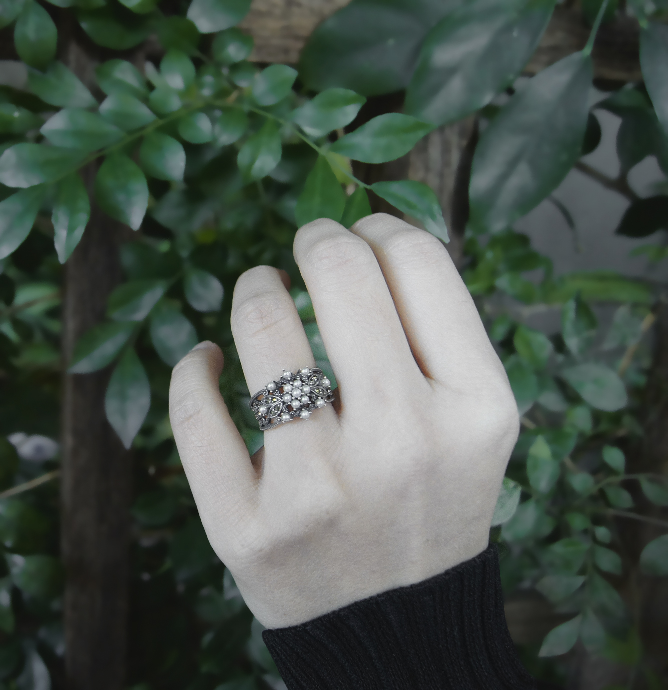 小米珠花卉戒指OP0007