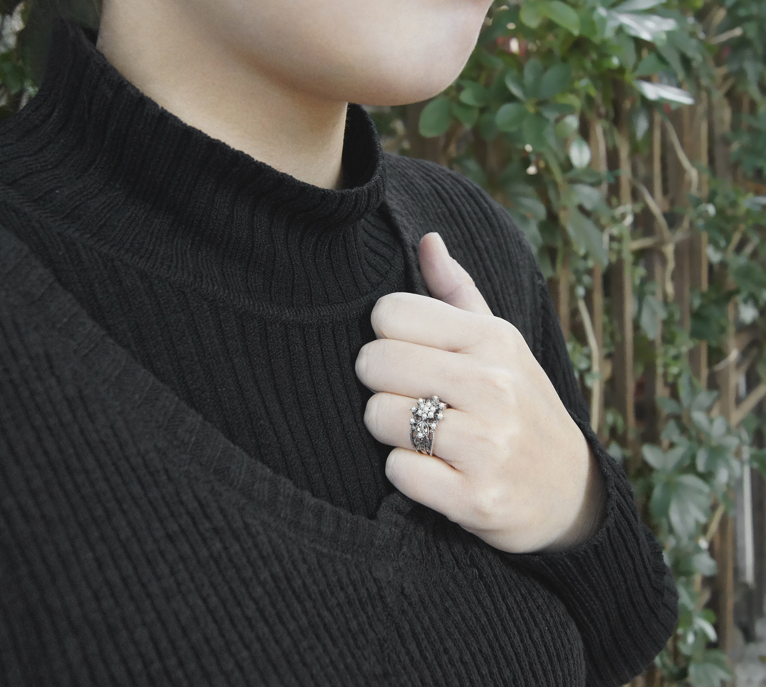 小米珠花卉戒指OP0007