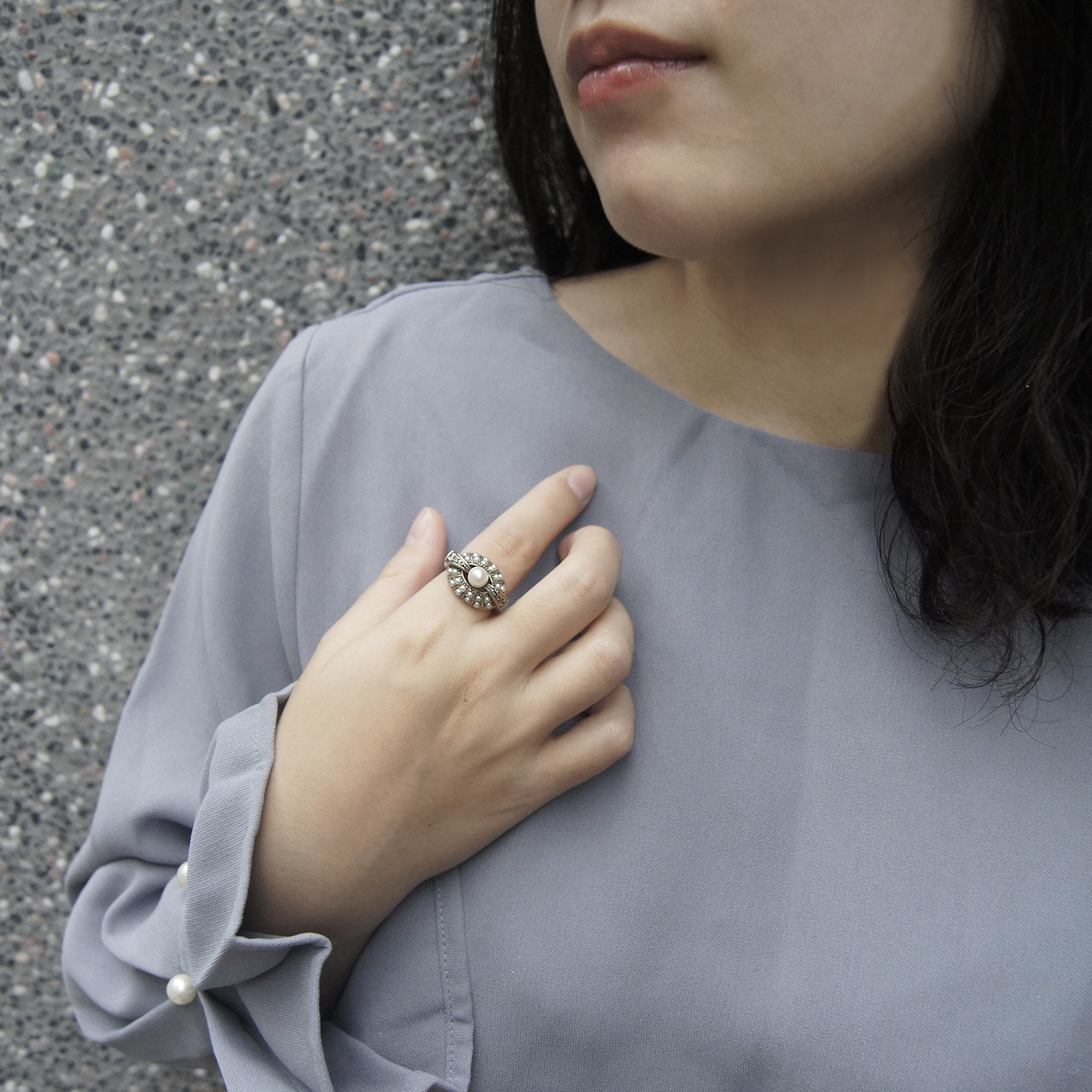 橢圓拱珍珠戒指