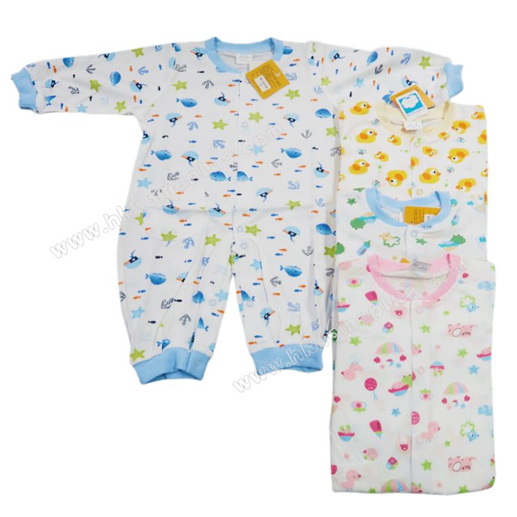 Koma Land: 嬰兒汗布長袖對胸連體衣 BE5010 (1-3碼)