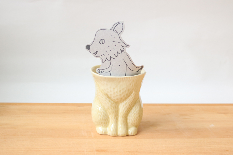 KIYATA剛脫下的毛皮杯 貓／象牙白