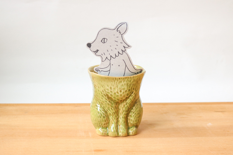 KIYATA剛脫下的毛皮杯 貓/苔綠