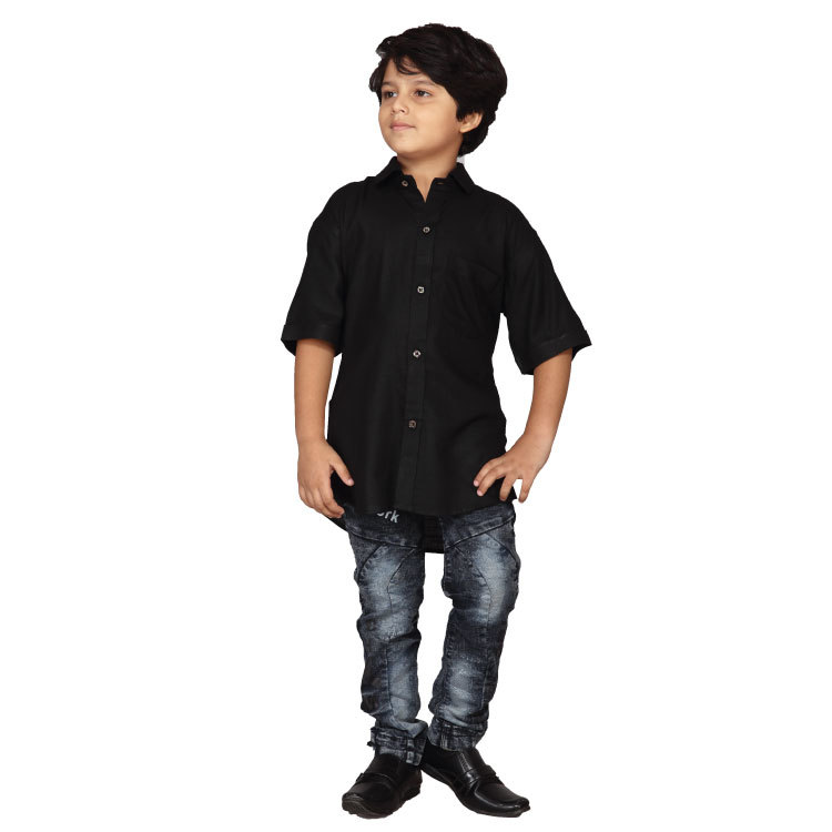Boys Shirt Rayon Black Q1216