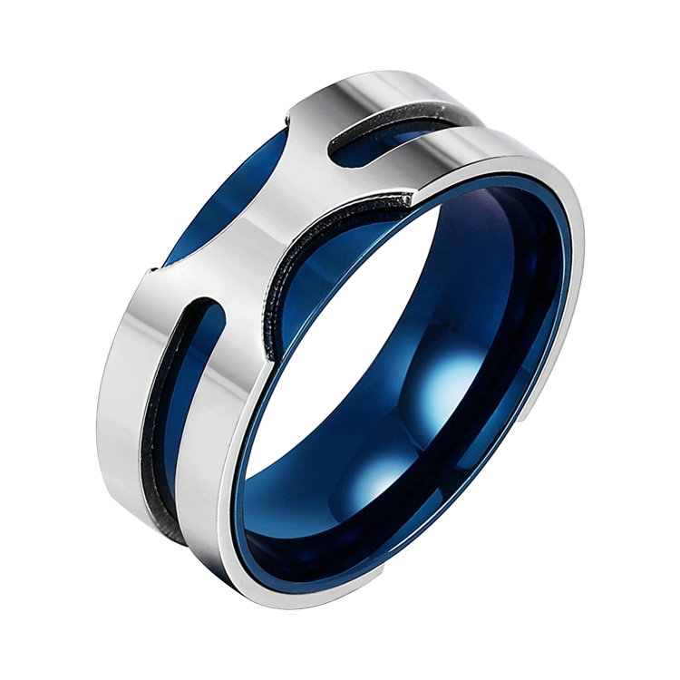 白鋼戒指，男士戒指 純淨寶藍色；航空科技元素 適合搭鍊子（8206）