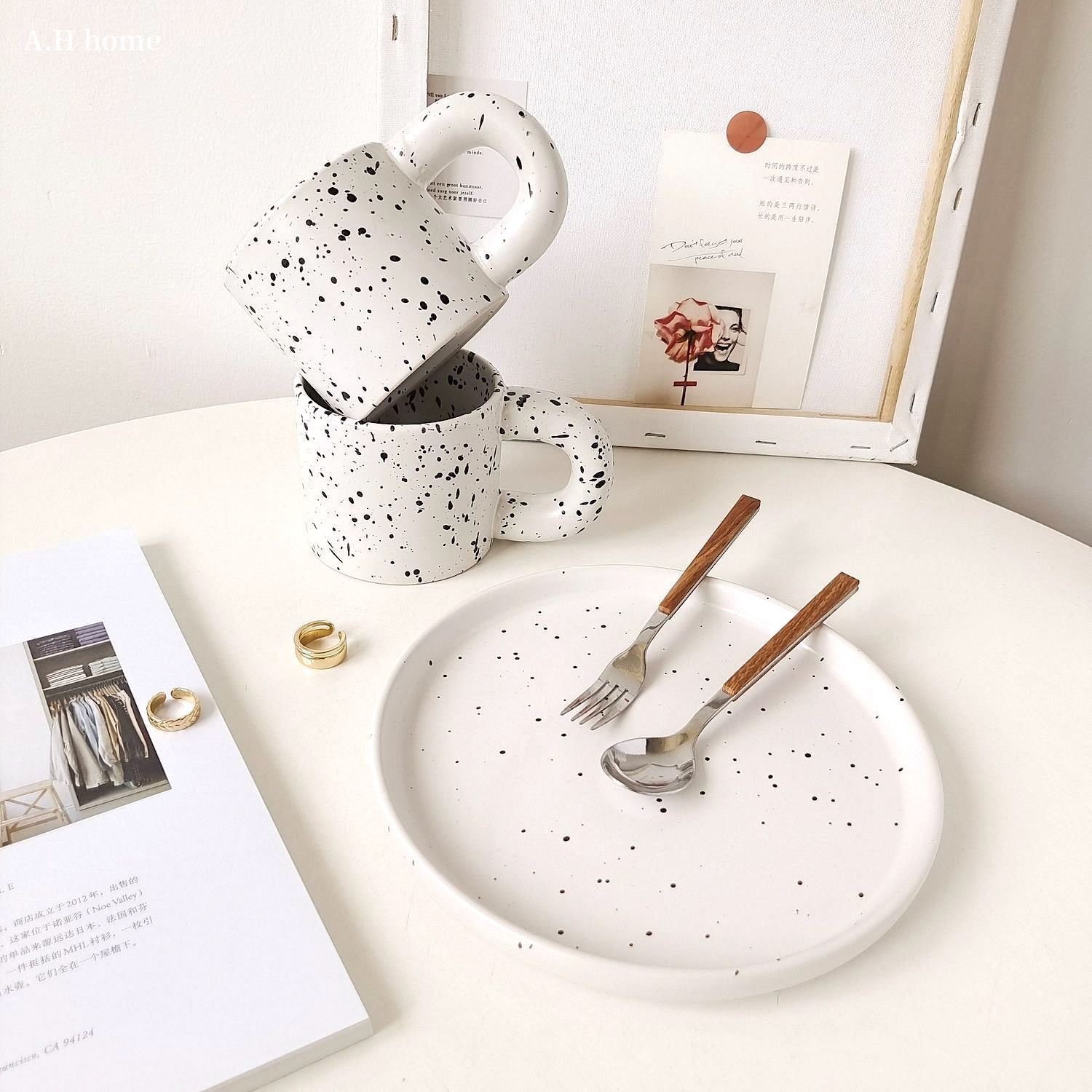 【ＡＨ503】韓國ins潑墨芝麻杯盤