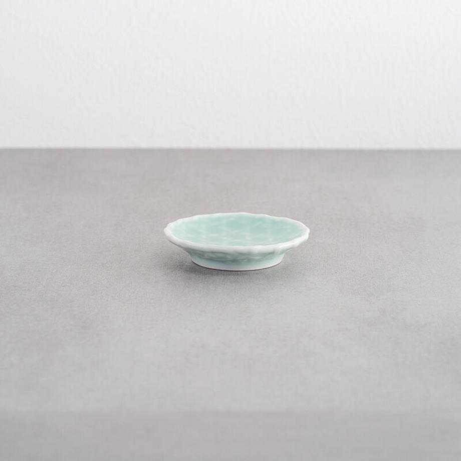 虎仙窯  鍋島青瓷 籠目豆皿