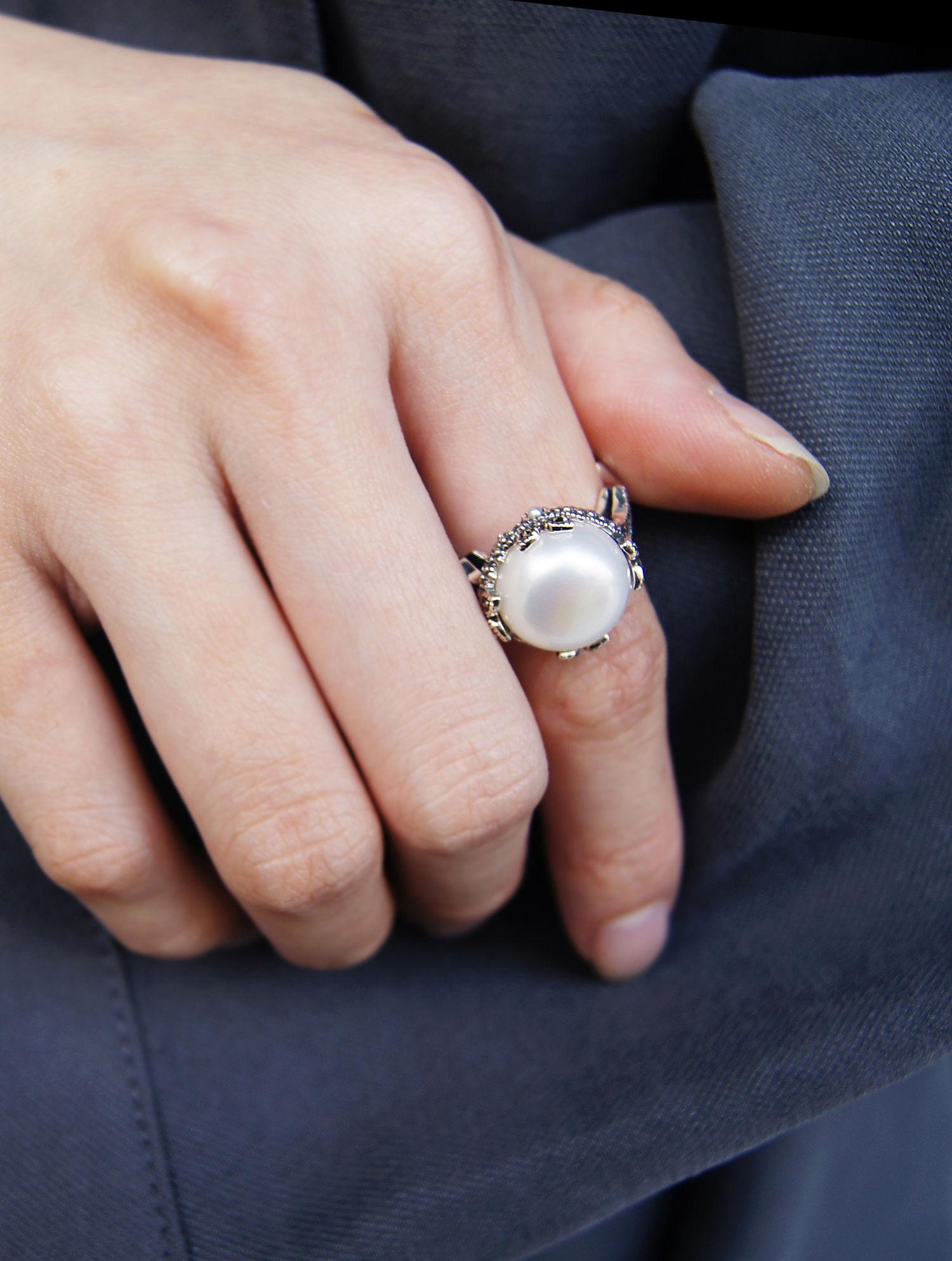 時尚簡約大珍珠戒指OP2024