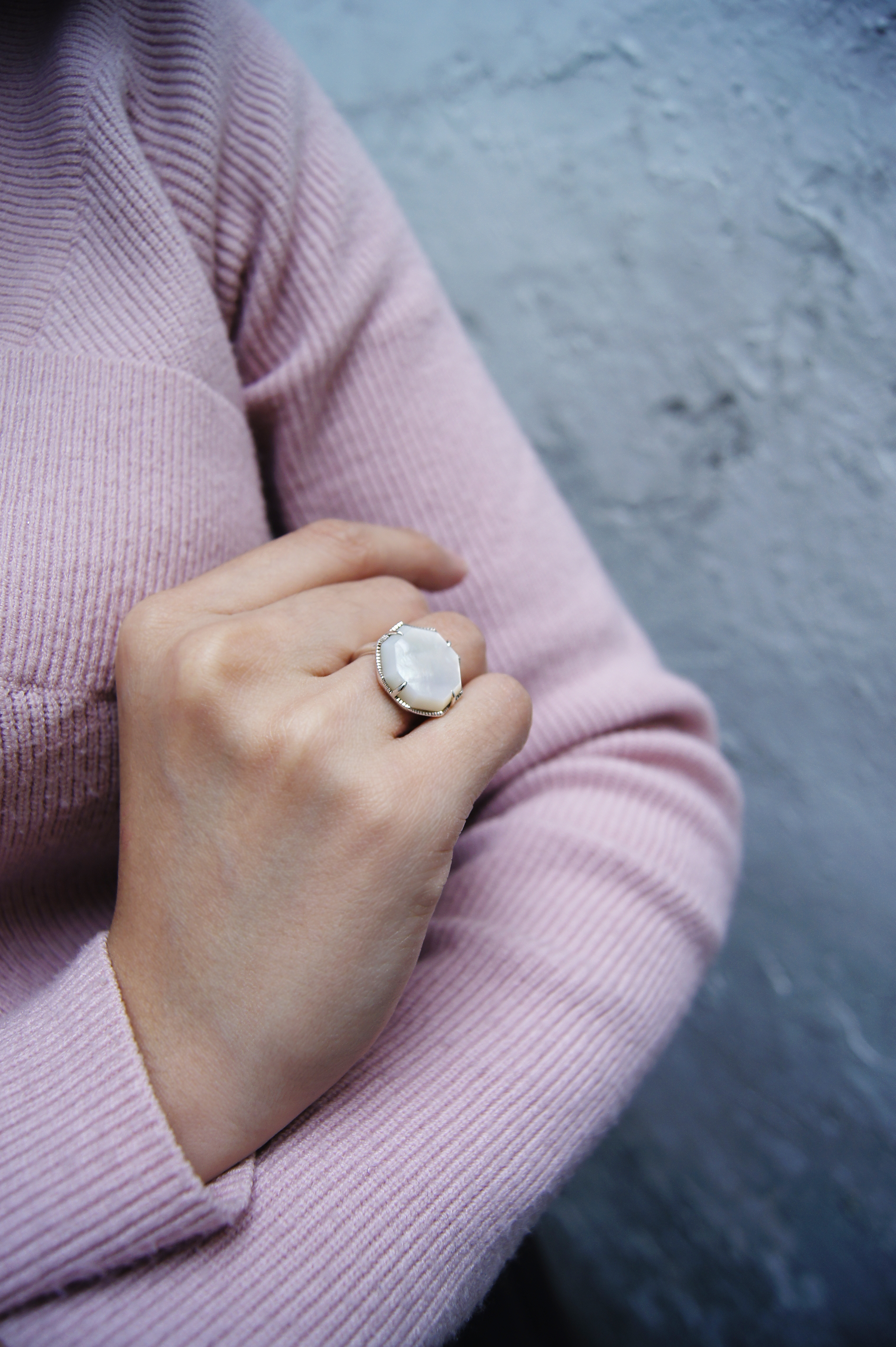 珠母貝幾何戒指OP2028