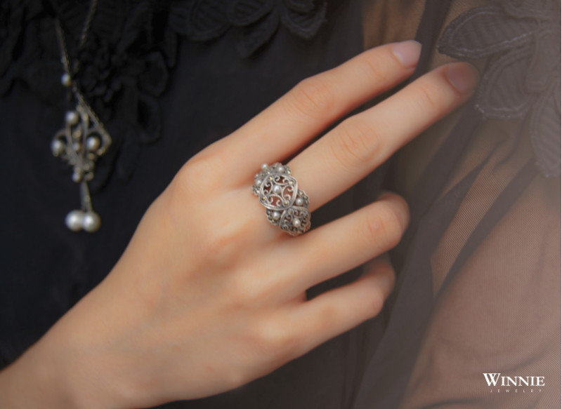 菱形十字架紋路戒指OP1767