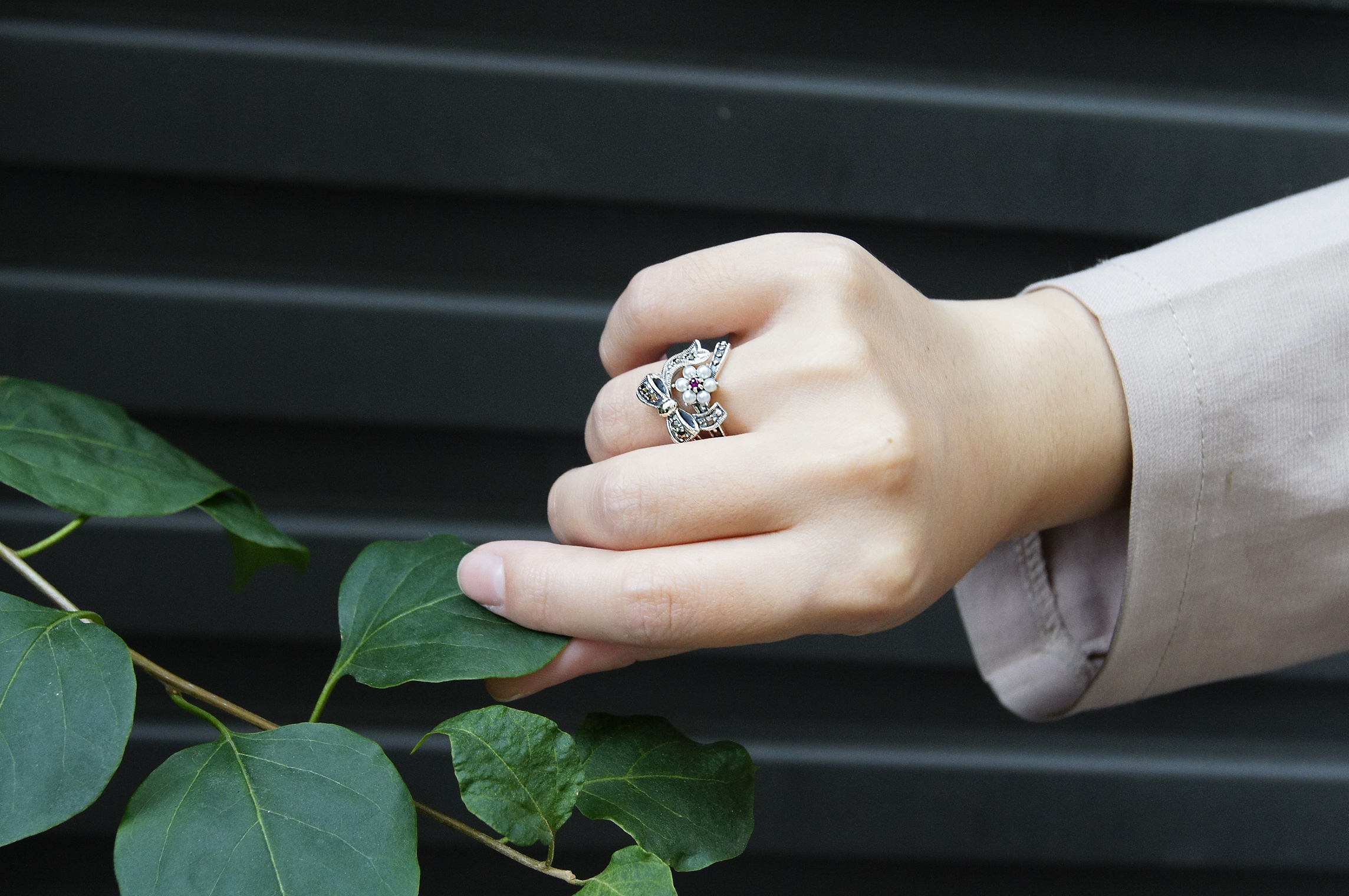 蝴蝶結小花戒指套組OP1753