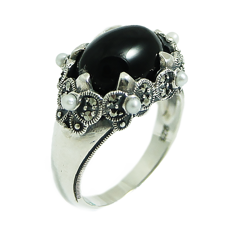 古典黑瑪瑙戒指（OP1725）